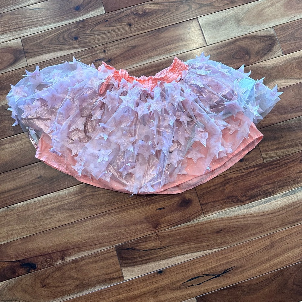 Paper wings size 8 pink star and tulle layered tutu tulle sparkly adorable